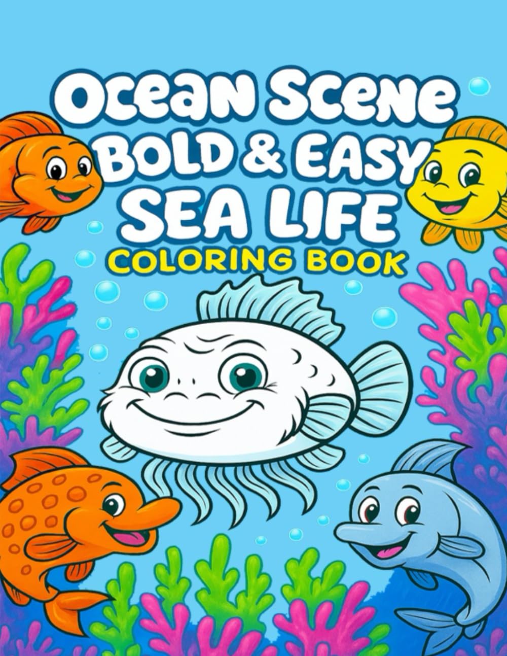 ocean scene bold & easy sea life :: Ocean Wonders Easy Designs for Relaxation