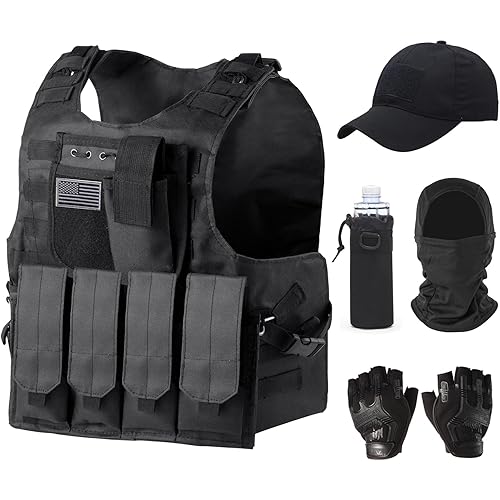 Tactical Vest Set for Men - Airsoft Paintball Gear and Equipment(Black)