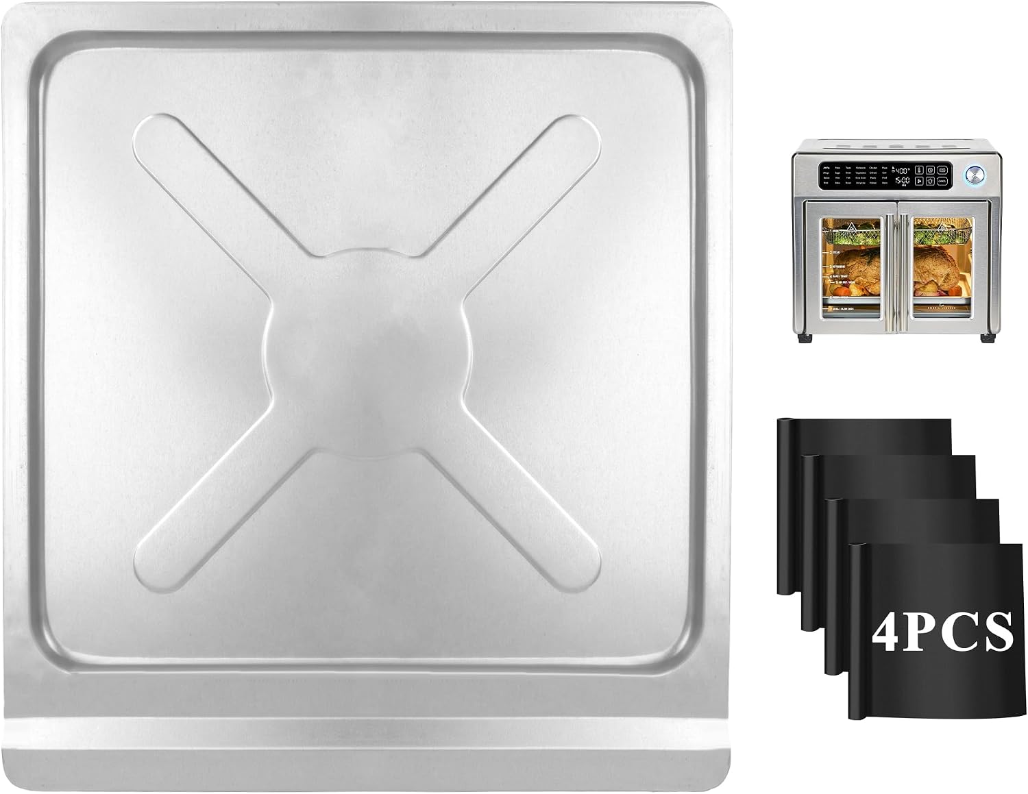 Crumb Tray Replacement Parts for Emeril Lagasse 26 Qt Extra Large French Door Air Fryer Oven Accessories, 13" x 12.4" Drip Tray with 4 Reusable Oven Liners
