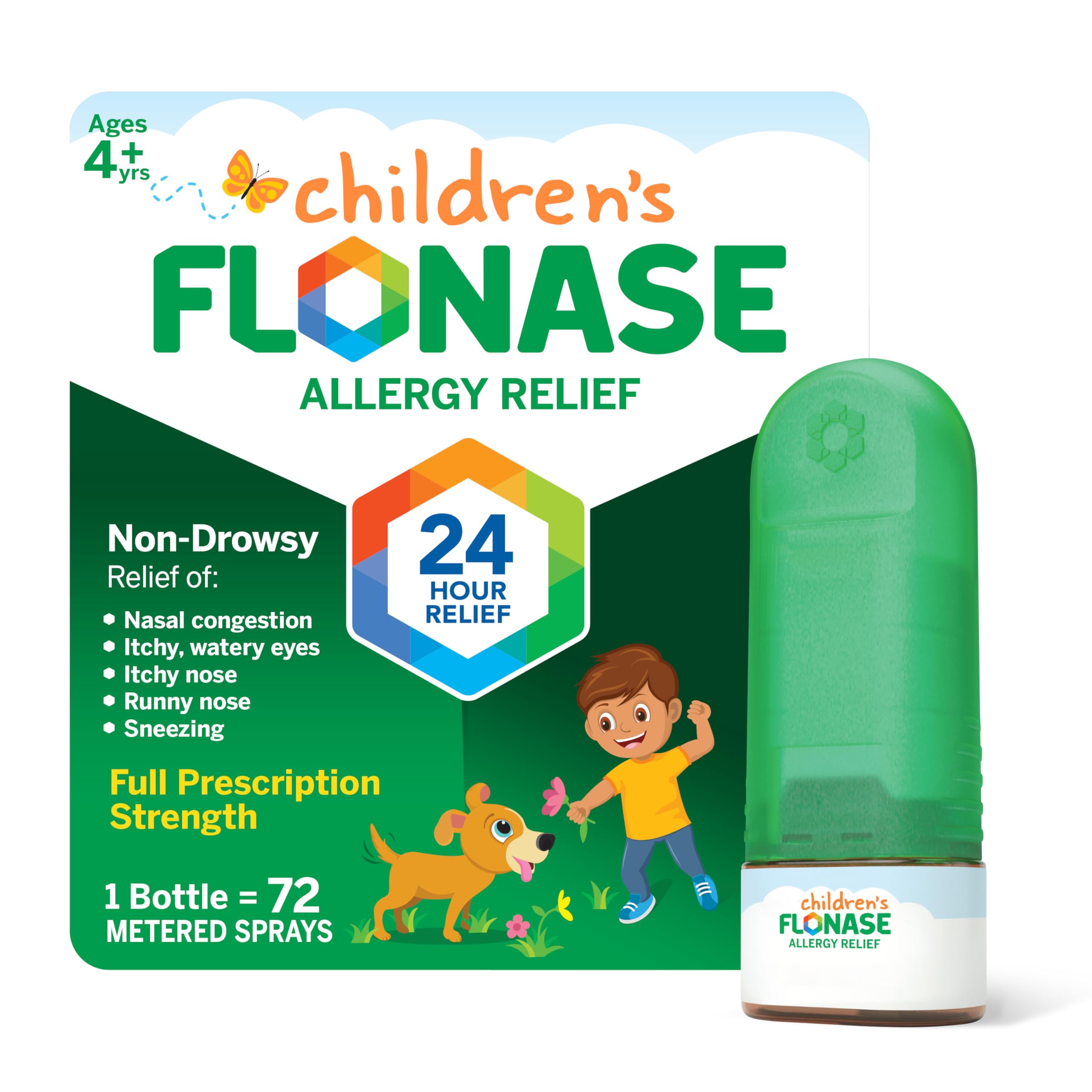 Flonase Children’s Allergy Relief Nasal Spray, 24-Hour Non-Drowsy Multi-Symptom Relief – 72 Sprays