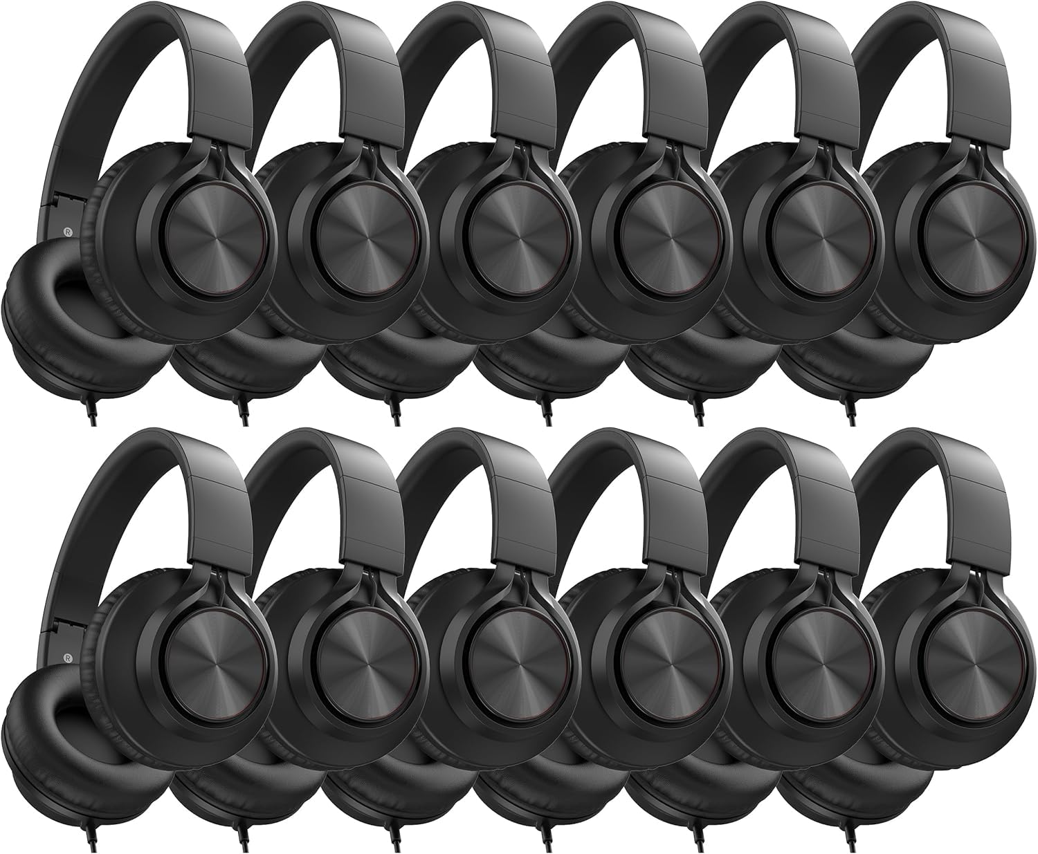 AILIHEN Lot de 12 écouteurs filaires en vrac avec microphone pour salle de classe K-12, étudiants, adolescents, prise jack 3,5 mm pour Chromebook, ordinateur, ordinateur portable (noir)