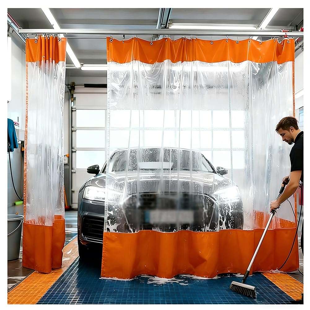 GJMSSMY Heavy-Duty Waterproof Vinyl Tarp Divider with Metal Eyelets for Work Areas Car Wash and Porches - 3x2.6m (9.8x8.5ft) - Partition Curtain