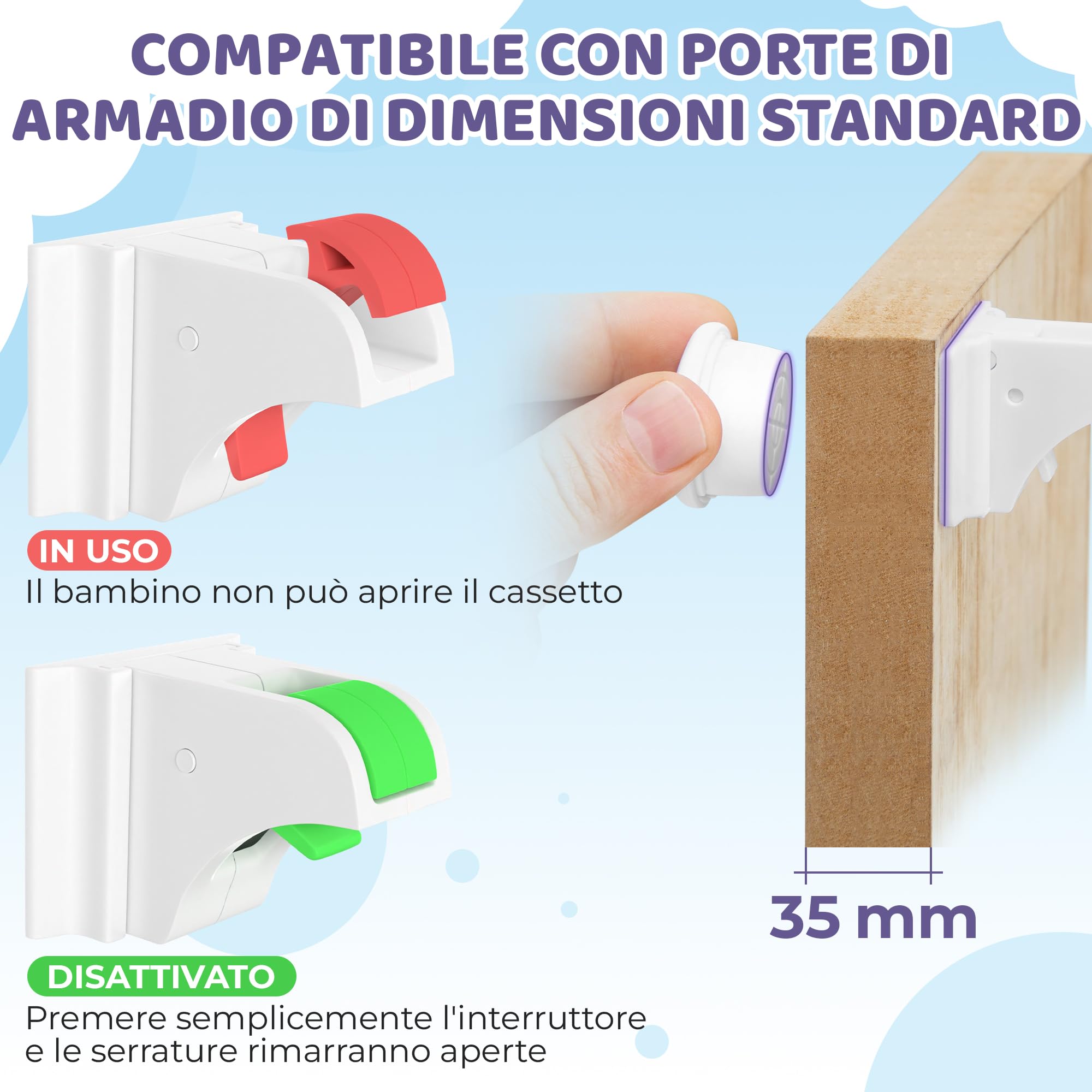 Chiusura Magnetica per Cassetti & Ante 12 Serrature 3 Chiavi Blocco Sicurezza Magnetico per Bambini