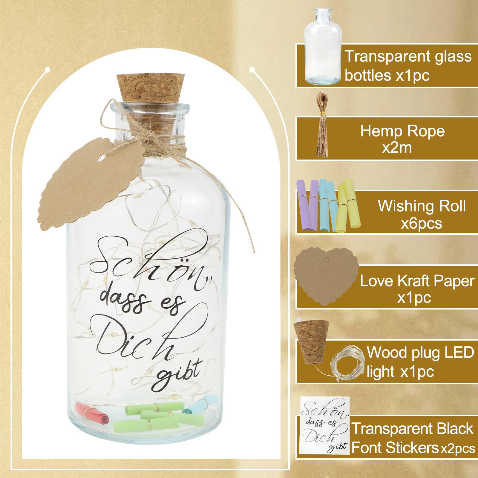 LED-Flasche „All You Need Is Love And A Cat“ – 29 Cm Hoch, Mit Glitzer-Effekt, Batteriebetrieben, Grauer Druck