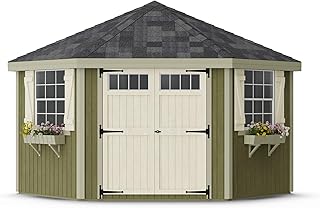 Little Cottage Co. 10x10 Colonial Five-Corner Shed with Operable Windows and Floor, Outdoor Wood Storage Do-It-Yourself Panelized Kit
