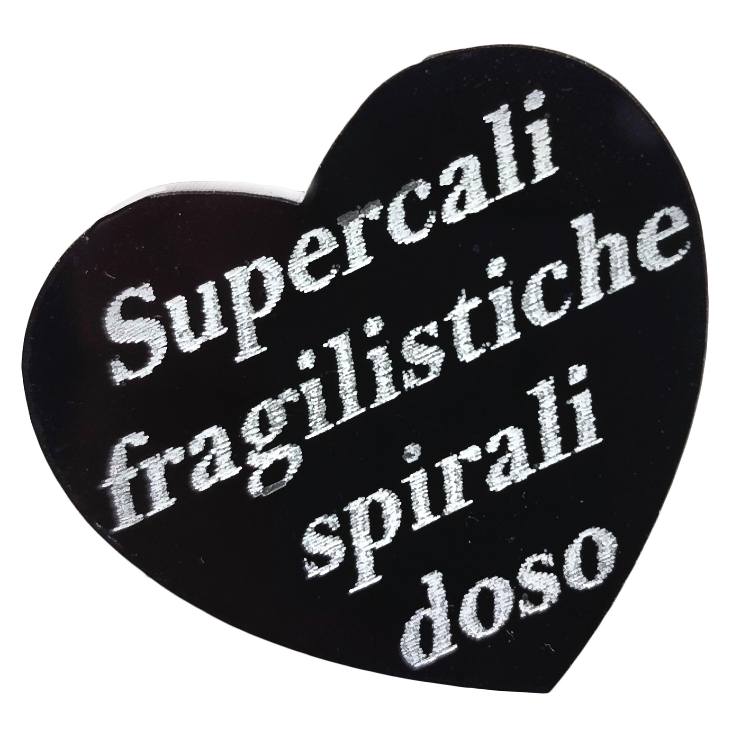 Bague cœur en plexiglass noir Supercalifragilisespiralidos à taille réglable