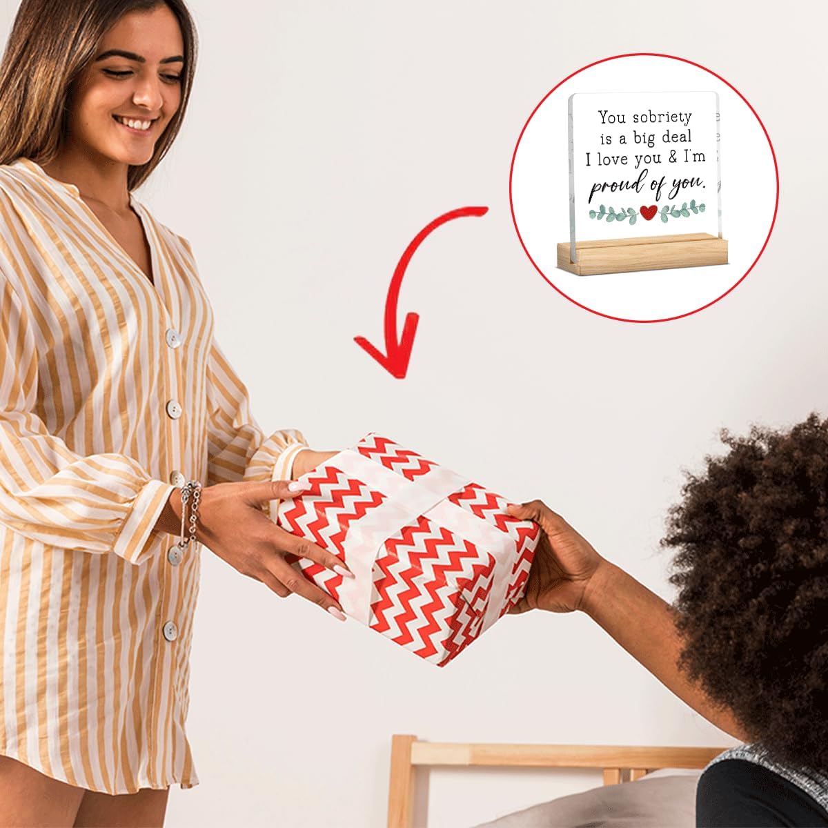 Sobriety Gifts for Women Men Proud of You Gifts Sober Gifts Addiction Recovery Gifts Alcoholics Anonymous Gifts Motivational Acrylic Desk Decoration Sign for Tabletop Shelf Bookcase 4 X 4 Inch - Image 3