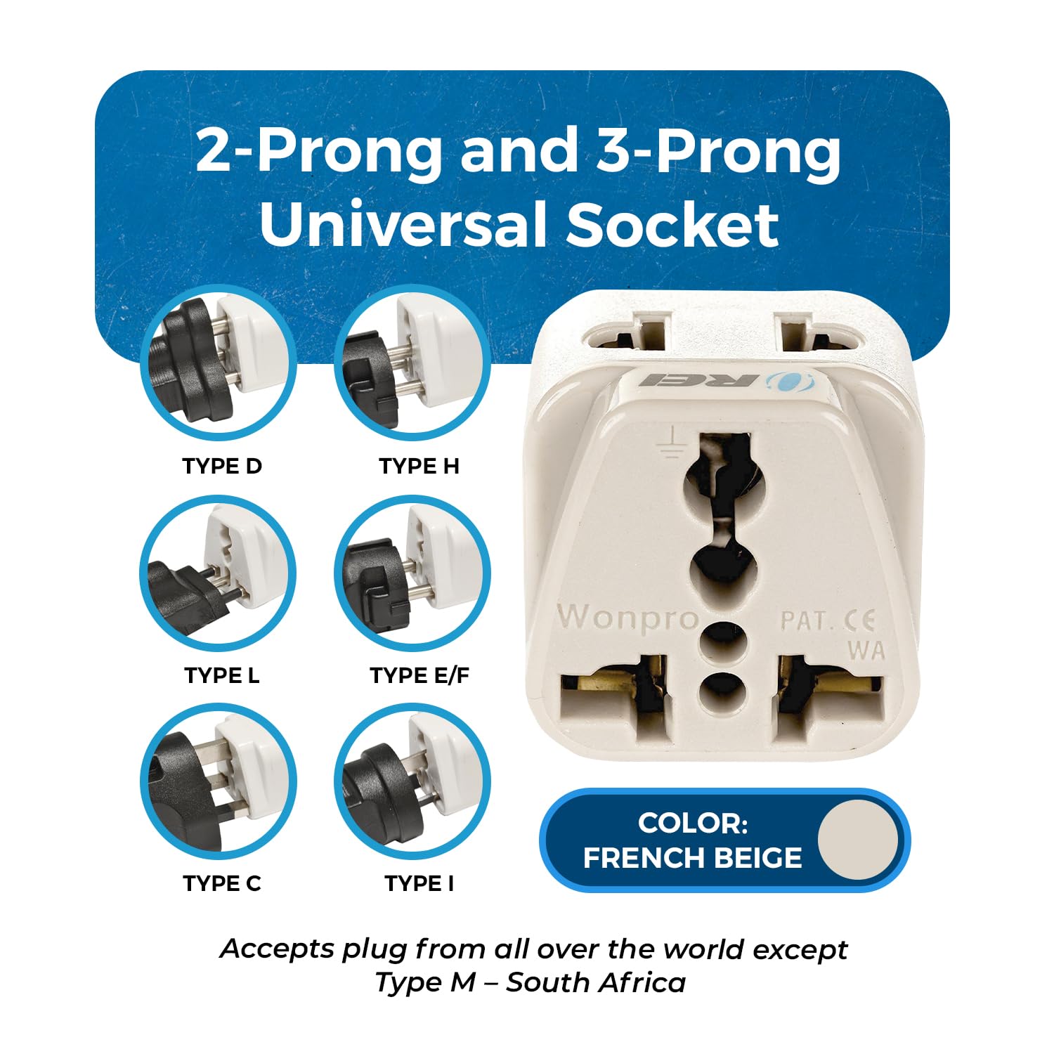 OREI USA India Converter Plug, (USA, China & More) UK to India Adapter Plug, Type D India Adapter - 2 in 1 Canada to India Converter Plug - CE - RoHS - Beige - 4 Pack - 5 Years Warranty 1