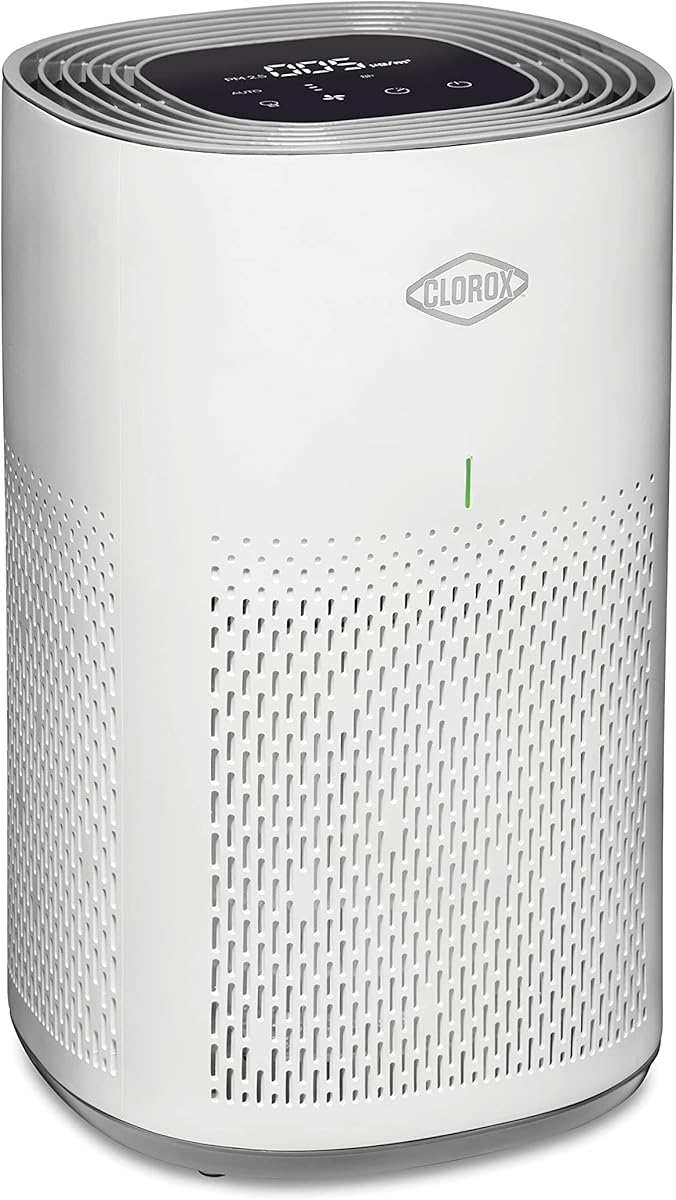 Clorox HEPA Air Purifiers for Home, True HEPA Filter, Medium Rooms Up to 1,000 Sq Ft, Removes 99.9% of Mold, Viruses, Wildfire Smoke, Allergens, Pet Allergies, Dust, AUTO Mode, Whisper Quiet