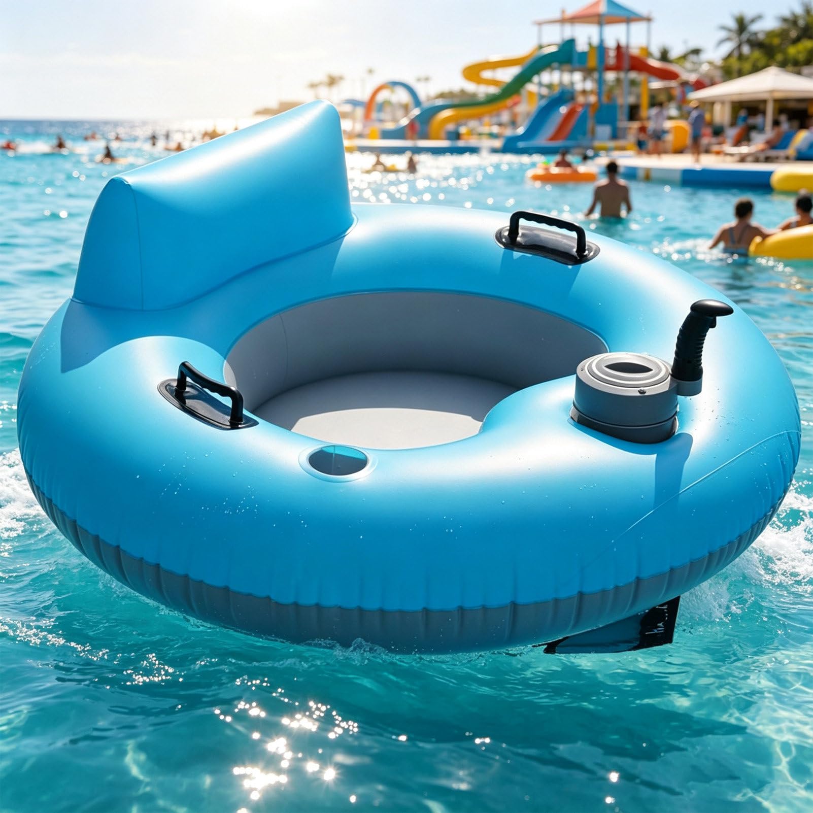 Pvxa Portable Comfortable Mattress Float, Electric Inflatable Pool Lounger, Water Inflatable Floating Chair, with Backrest, for Party Summer Water Beach
