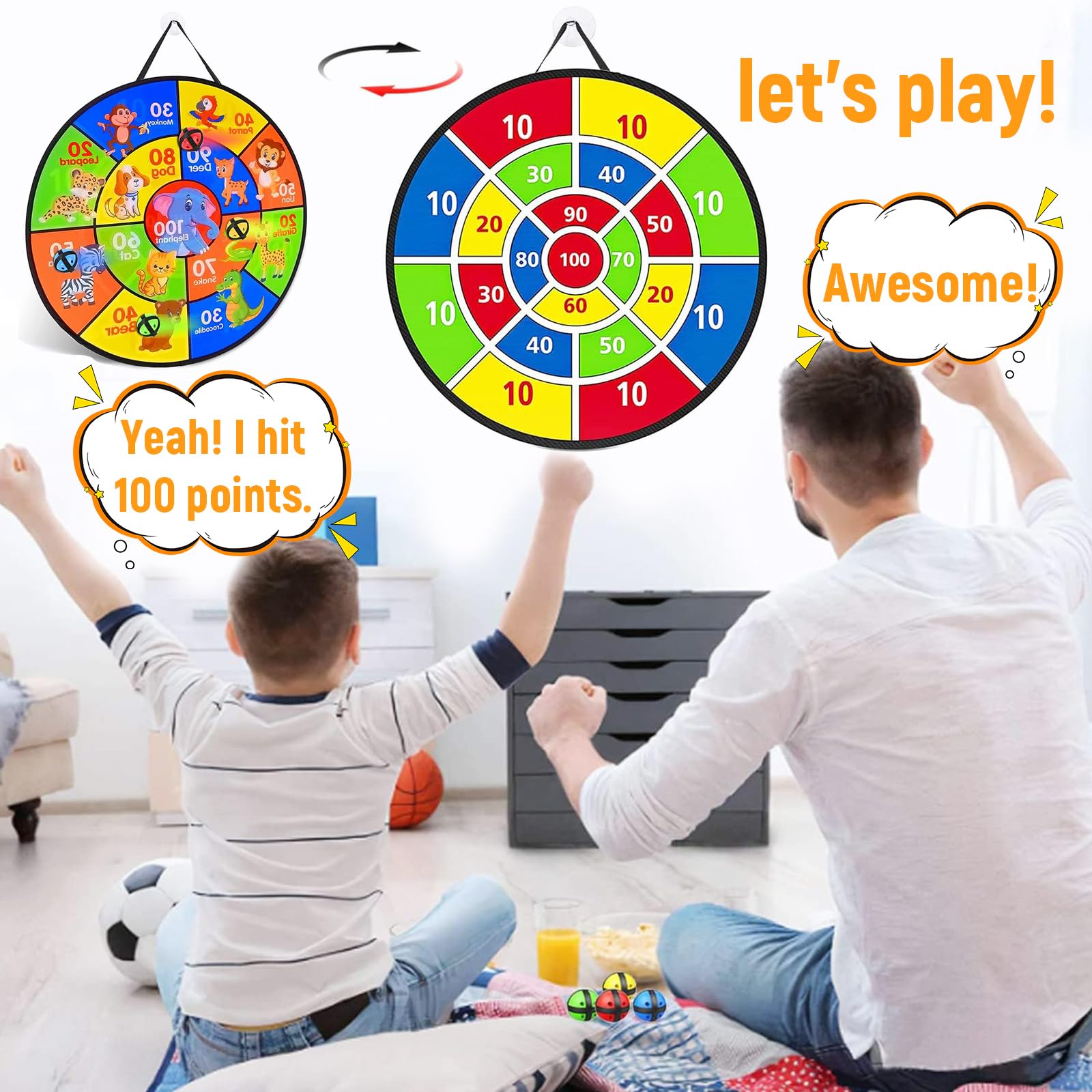 25.5 grande bersaglio per freccette per bambini con 12 palline adesive per interni ed esterni