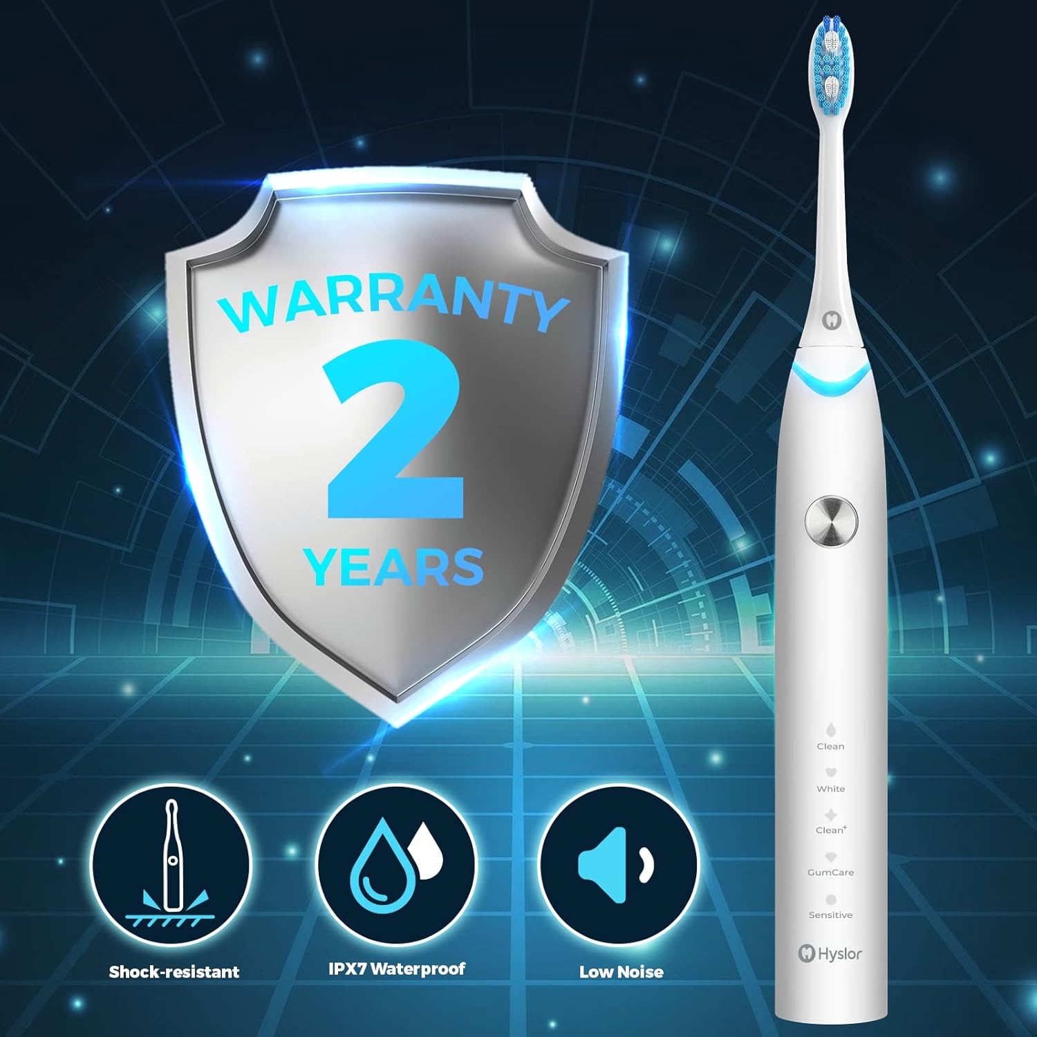 Electric Toothbrush 2 Pack Set for Adults with Pressure Sensor