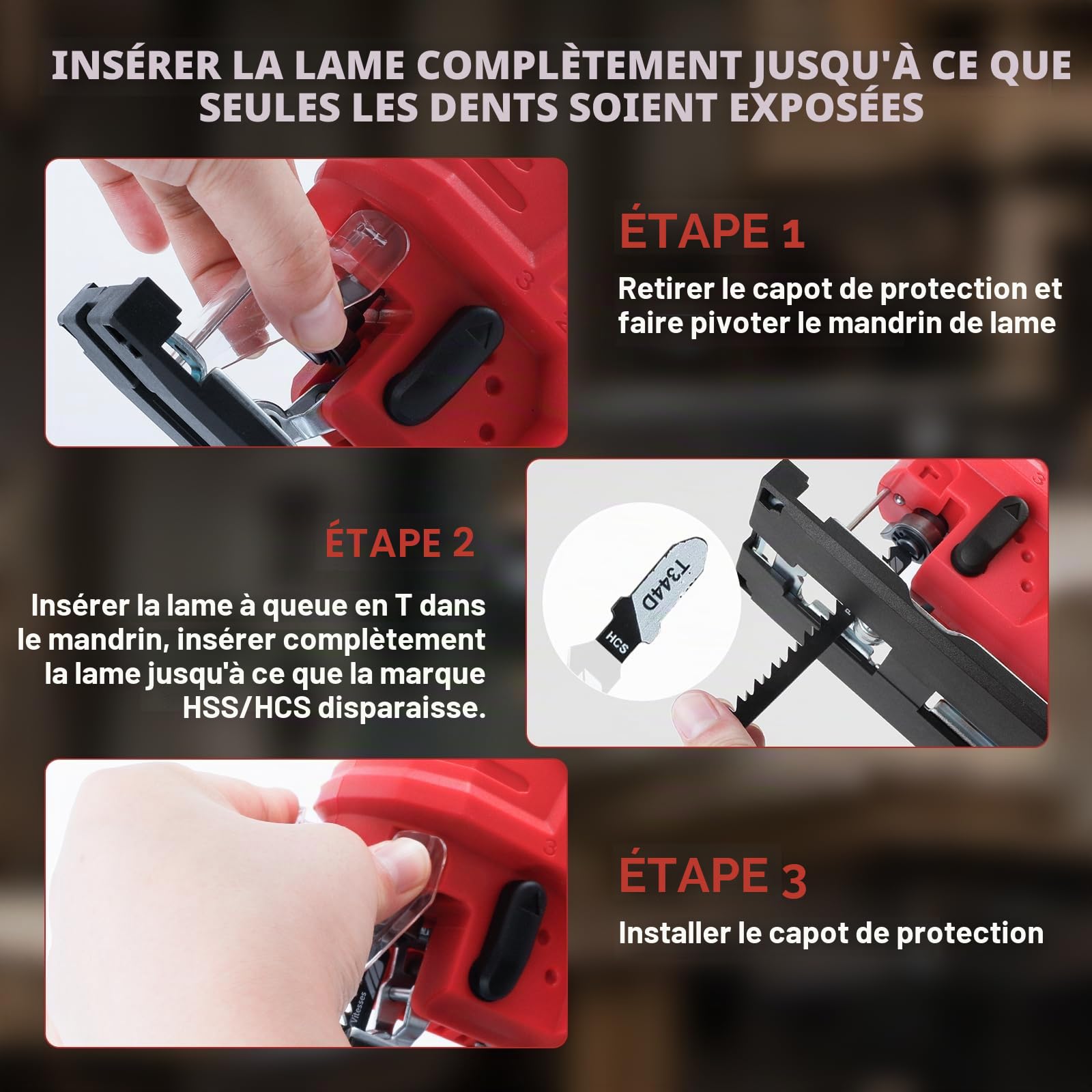 Scie sauteuse sans fil compatible avec batterie Milwaukee 18 V, outil de coupe de scie sauteuse sans balais 400 W 2700 tr/min 45° coupes biseautées pour coupe droite/courbe/cercle (sans batterie)
