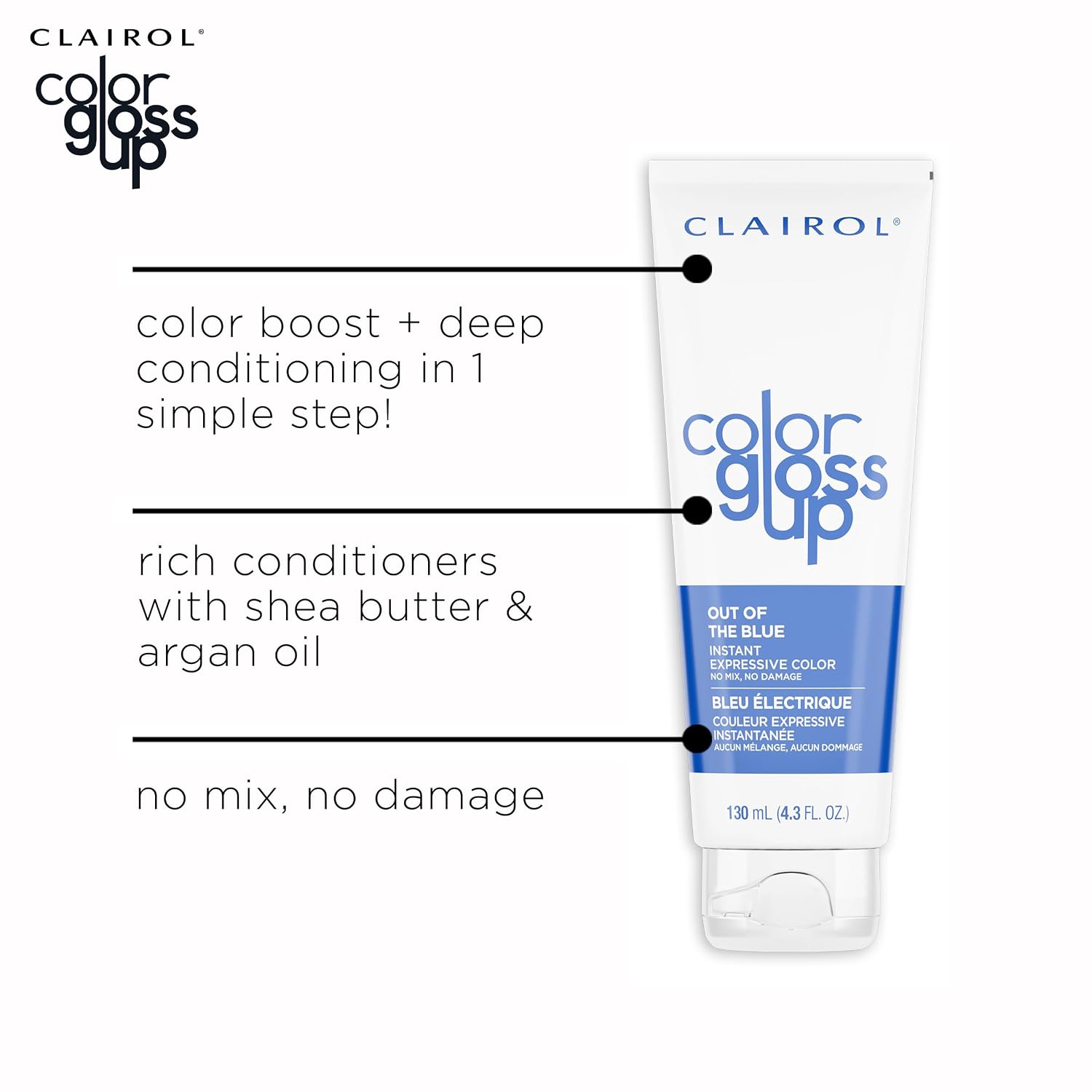 Clairol Color Gloss Up Temporary Hair Dye, Out of the Blue Hair Color, Pack of 1