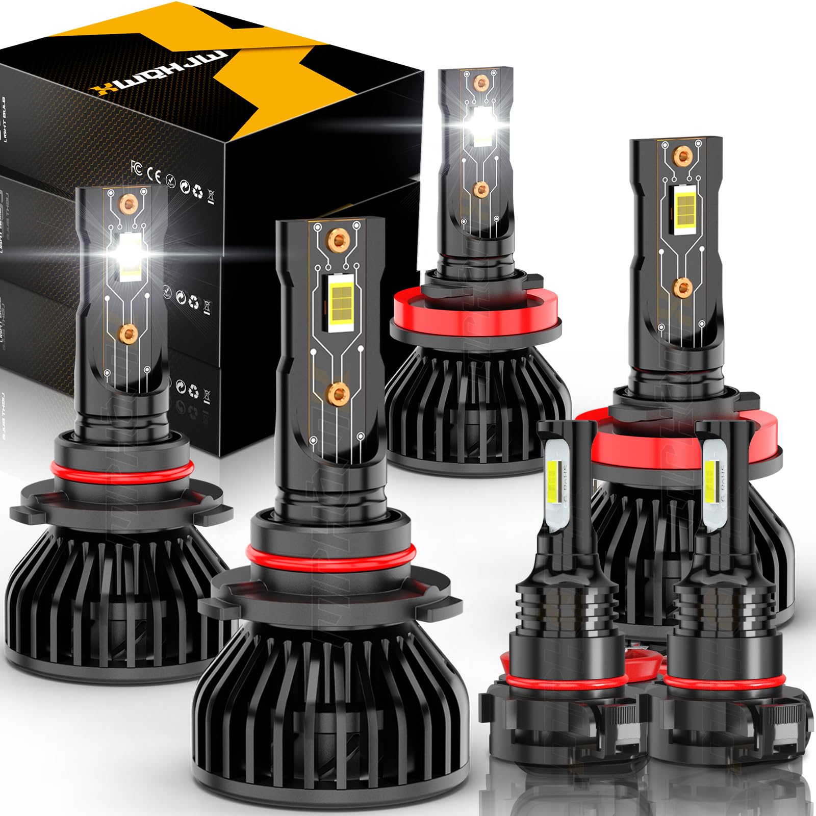 Photo 1 of XWQHJW Compatible for 2007 2008 2009 2010 2011 2012 2013 2014 Chevy Tahoe/Silverado for Off Road, 9005 H11 Light Bulbs 5202 Fog Lights, Powersports Bulbs, 6-Pack