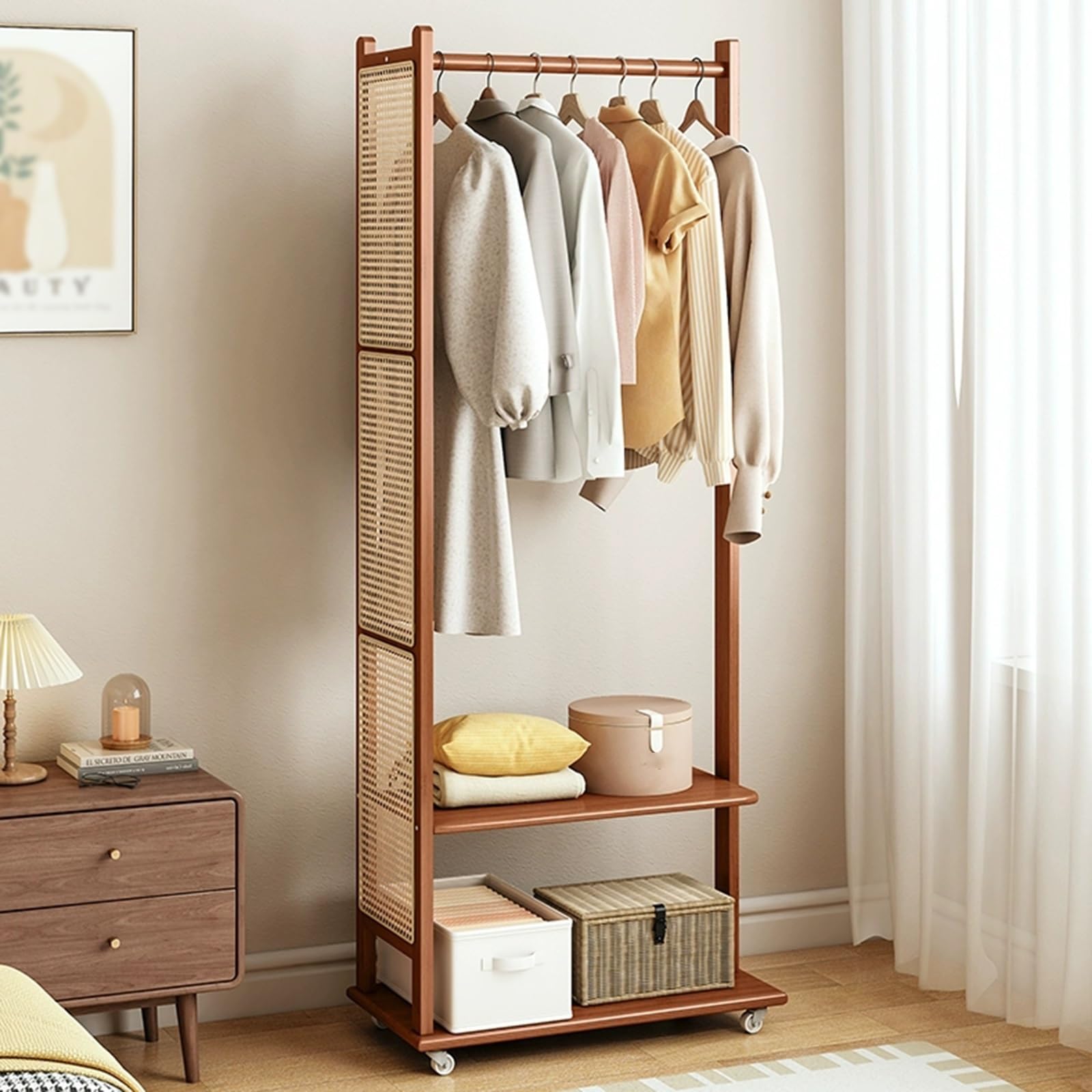 Amazon.co.jp: 可動式ポールハンガー 竹製ハンガーラック おしゃれ