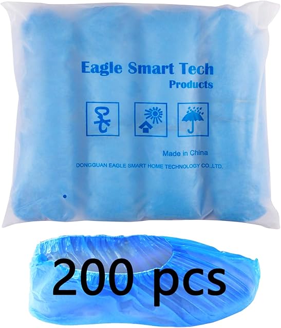 Eagle smart 200 pcs Disposable Shoe Covers Indoor Plastic Waterproof Cleaning Overshoes