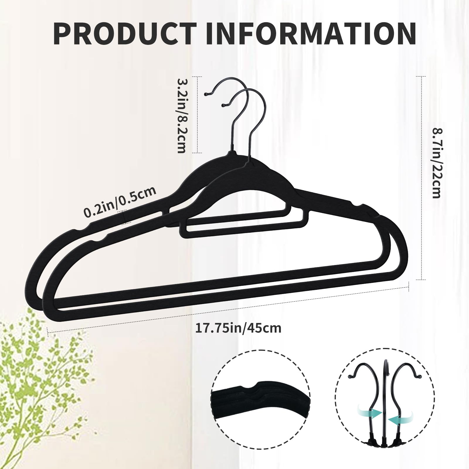 Paquete de 30 perchas de terciopelo (negro verdadero)