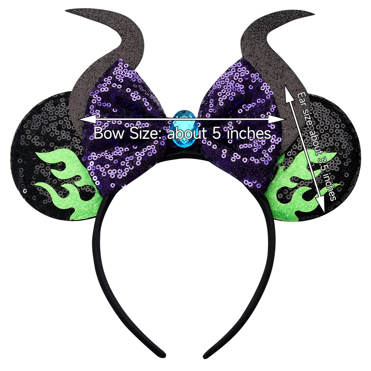 Amazon.com: RAZKO Mouse Ears Headband, Sequin Maleficent 