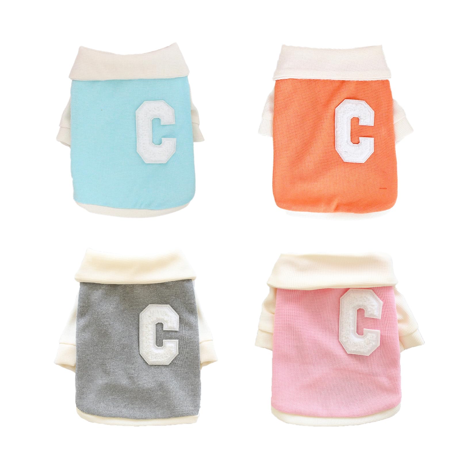 Ittokis 4 Pieces Dog Polo Shirts, Breathable Pet Shirts, Puppy T-Shirt Dog Clothes Outfit Apparel Coats for Small Medium Dogs Cats (M)