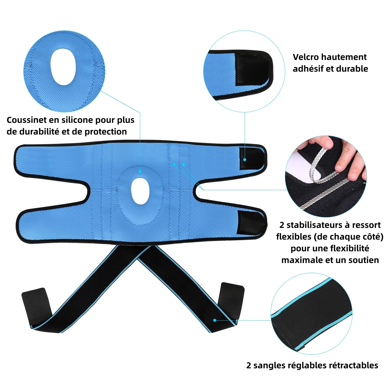 TOVIKI Genouillère Réglable – Soutien Rotulien, Resser Métalliques, Coussinets Gel, Arthrite Et Sport