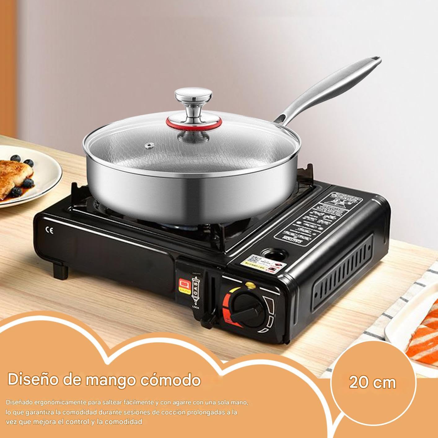 Sartén De Titanio Menaje Cocina Antiadherente | Sartén Cocina Con Tapa para Cocineros Caseros Familias Ocupadas Preparación de Comidas Propietarios de Viviendas
