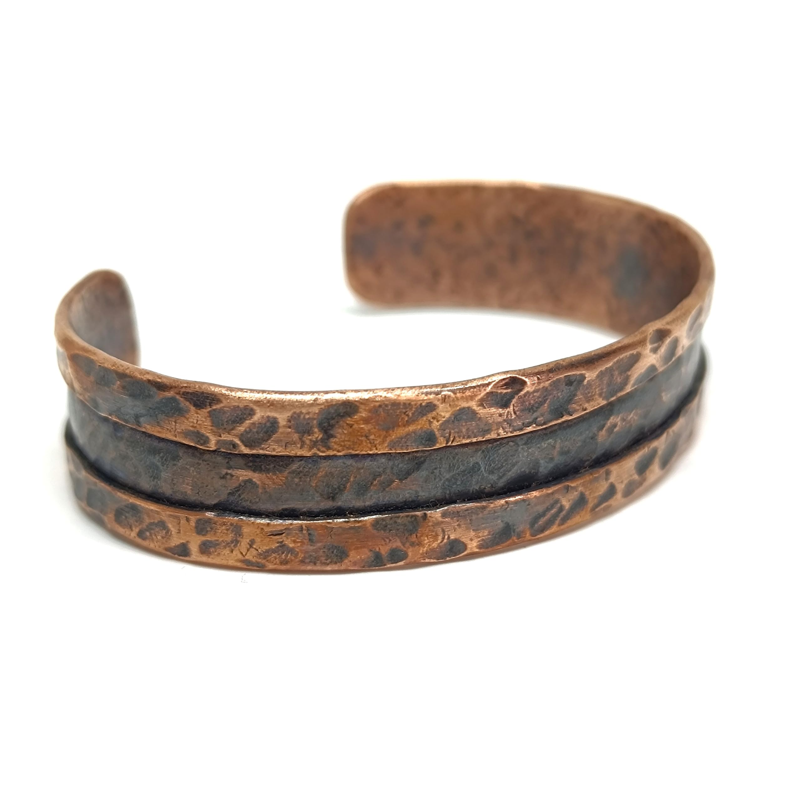 Handmade Pulsera de Cobre Puro Hombre, Pulsera de Cobre Martillado, Estilo Vikingo Rústico, Brazalete Abierto, Regalo para Séptimo Aniversario, Pulseras Para Artritis, Joyería Cobre Natural