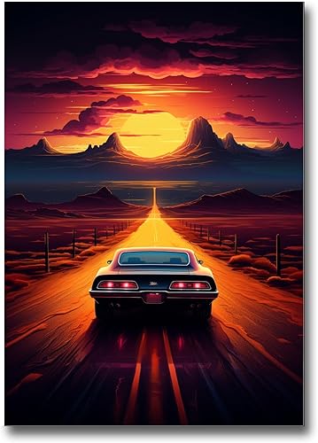 Unique Synthwave Style Retro Art, 80s style art, framed poster print, guest room art, cool living room art, Nature Wall Art, poster Prints