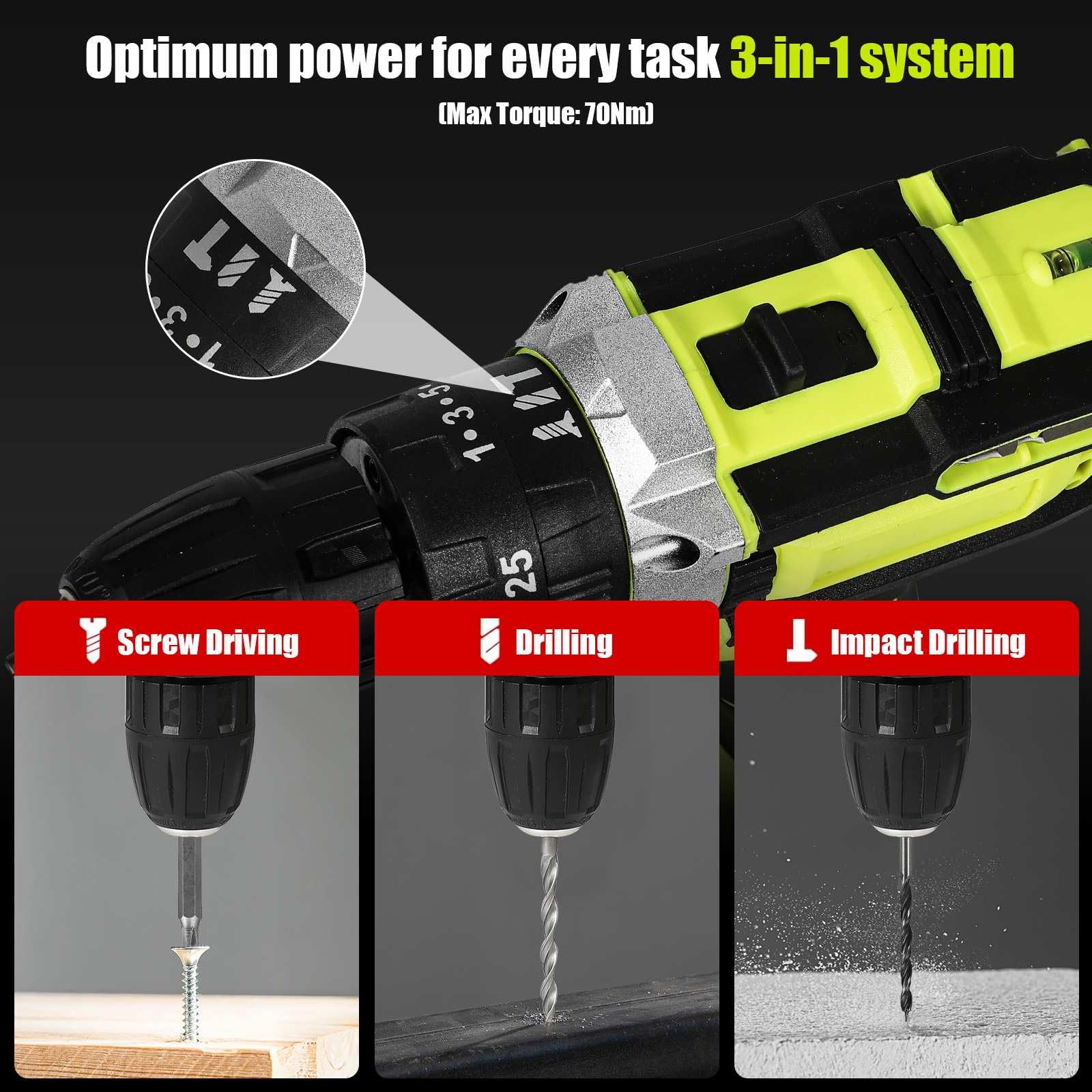 Recargable USB Taladro eléctrico Kit de herramientas 21v | Con batería*2 y cargador,Caja de herramientas compacta para bricolaje, reparación y mantenimiento en el hogar