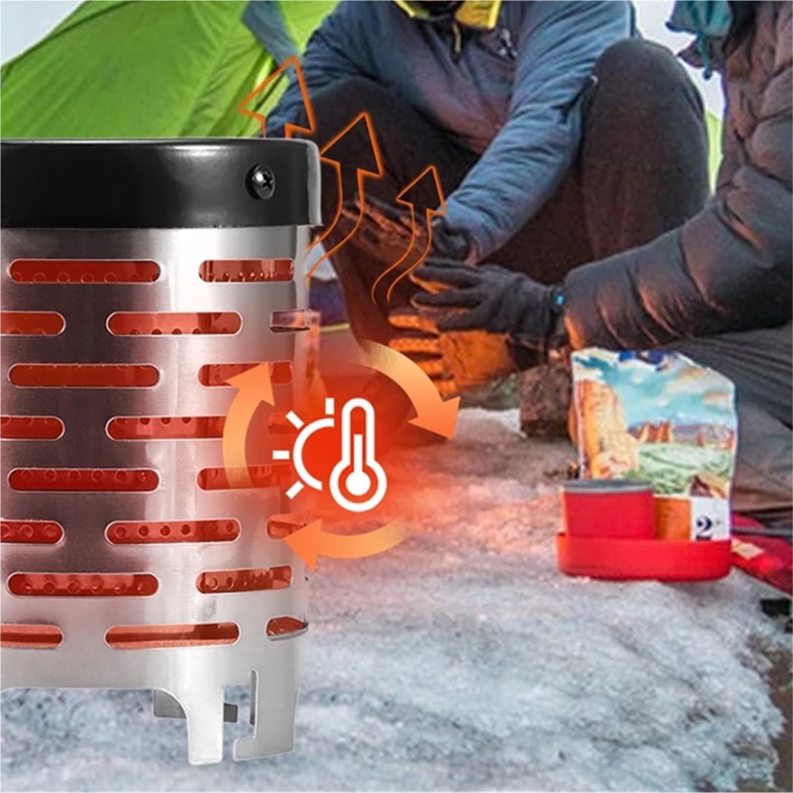 Stufa portatile a cherosene, 2 Pezzi Mini Stufa A Gas In Acciaio Inox Scaldavivande Portatile Copertura Riscaldante Da Campeggio Cappa For All'aperto, per le escursioni nel patio domestico(Black)