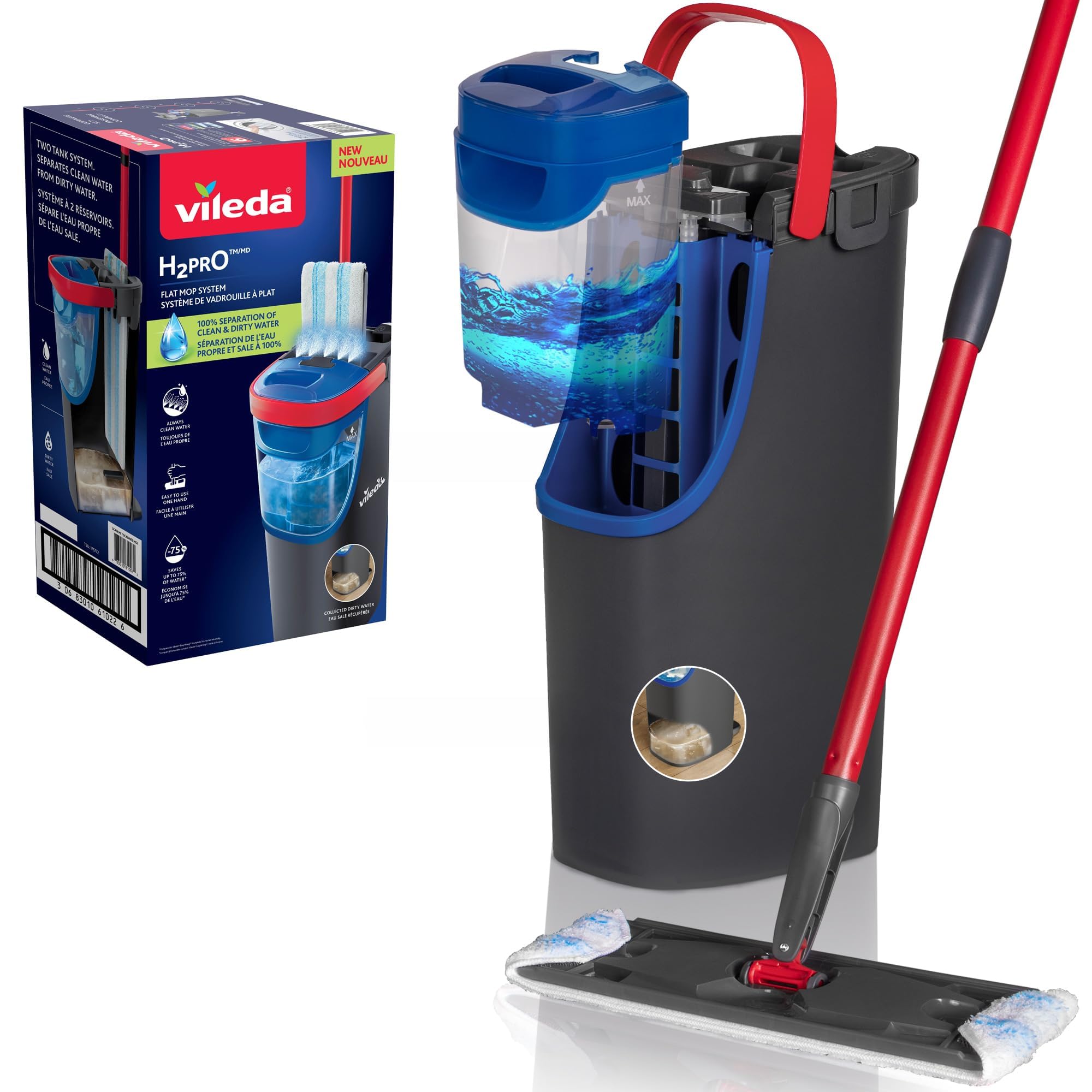 Vileda H2PRO Flachwischer Set Zweitanksystem