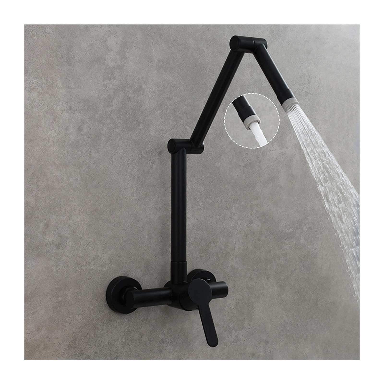 Badkamer Wastafel Kraan Keuken Pot Filler Vouwkraan Messing Dubbele Joint Swing Arm Sink Kraan Knikpunt Muur Mount Twee Handvat Chroom Zwart Goud Keukenkraan (Kleur: CY- Zwart