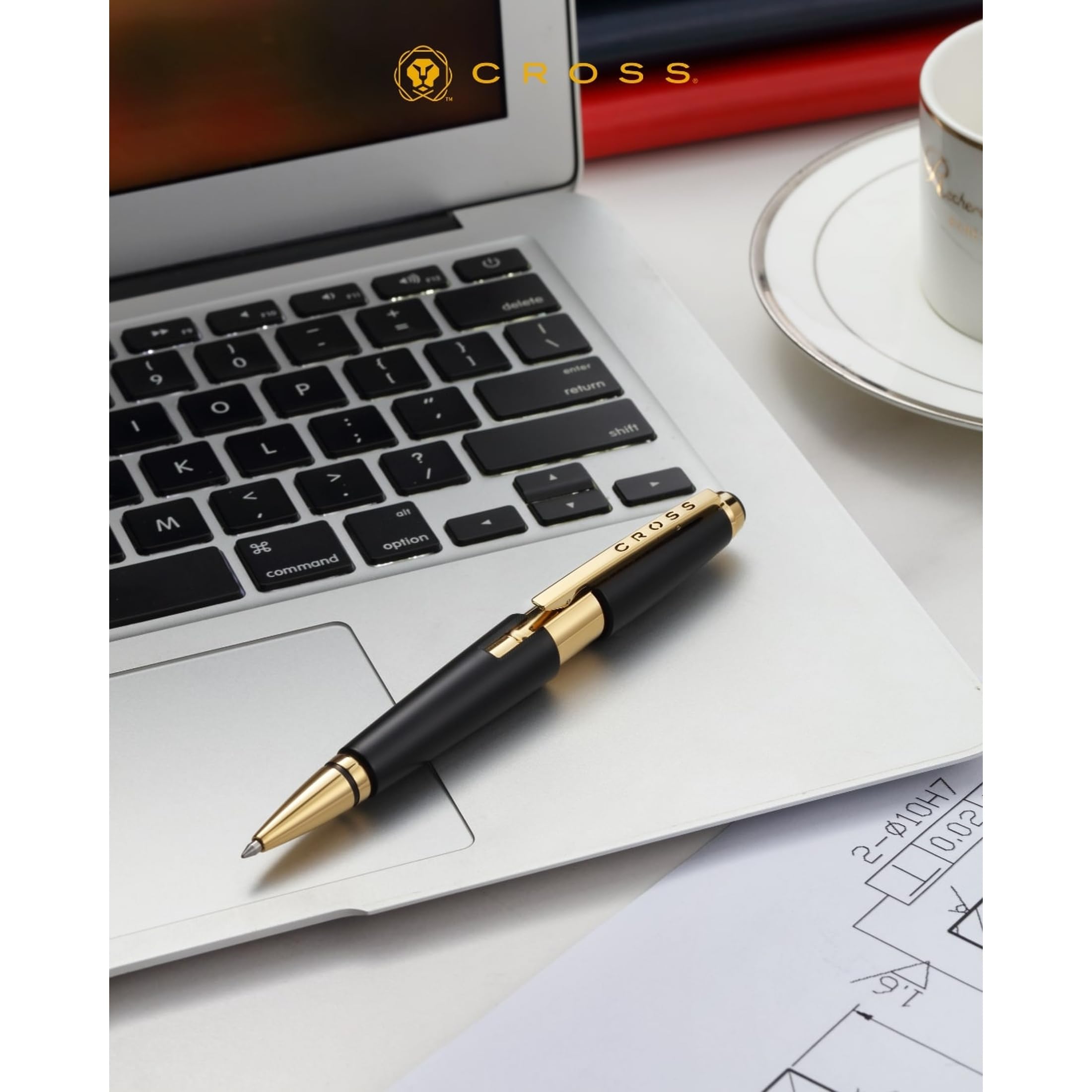 Cross - Bolígrafo roller Edge negro mate con cita PVD dorada