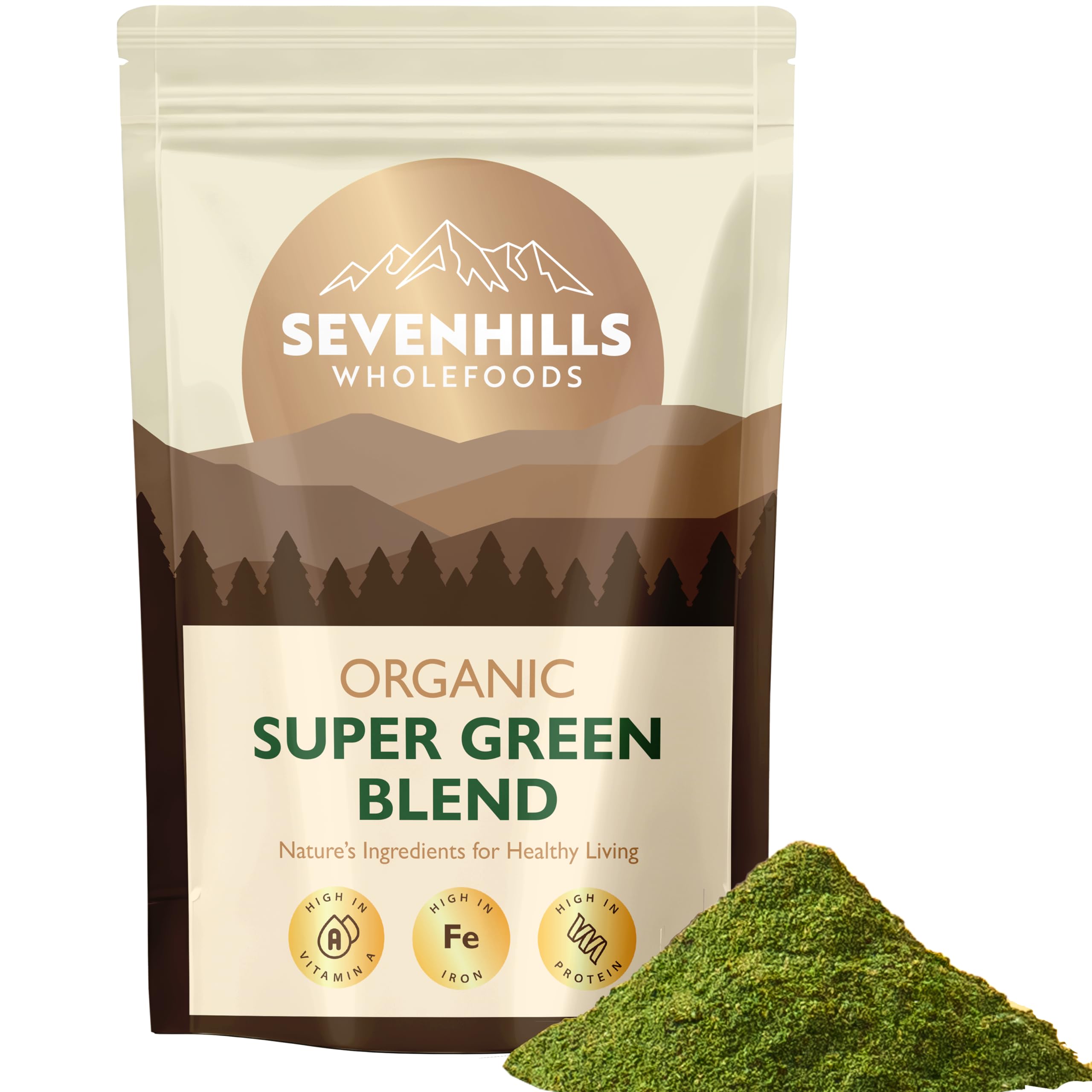 Organic Super Greens Blend 400g | with Spirulina, Chlorella, Wheatgrass, Barley Grass | Supports Skin, Immunity & Reduce Tiredness | 80 Servings | UK Made