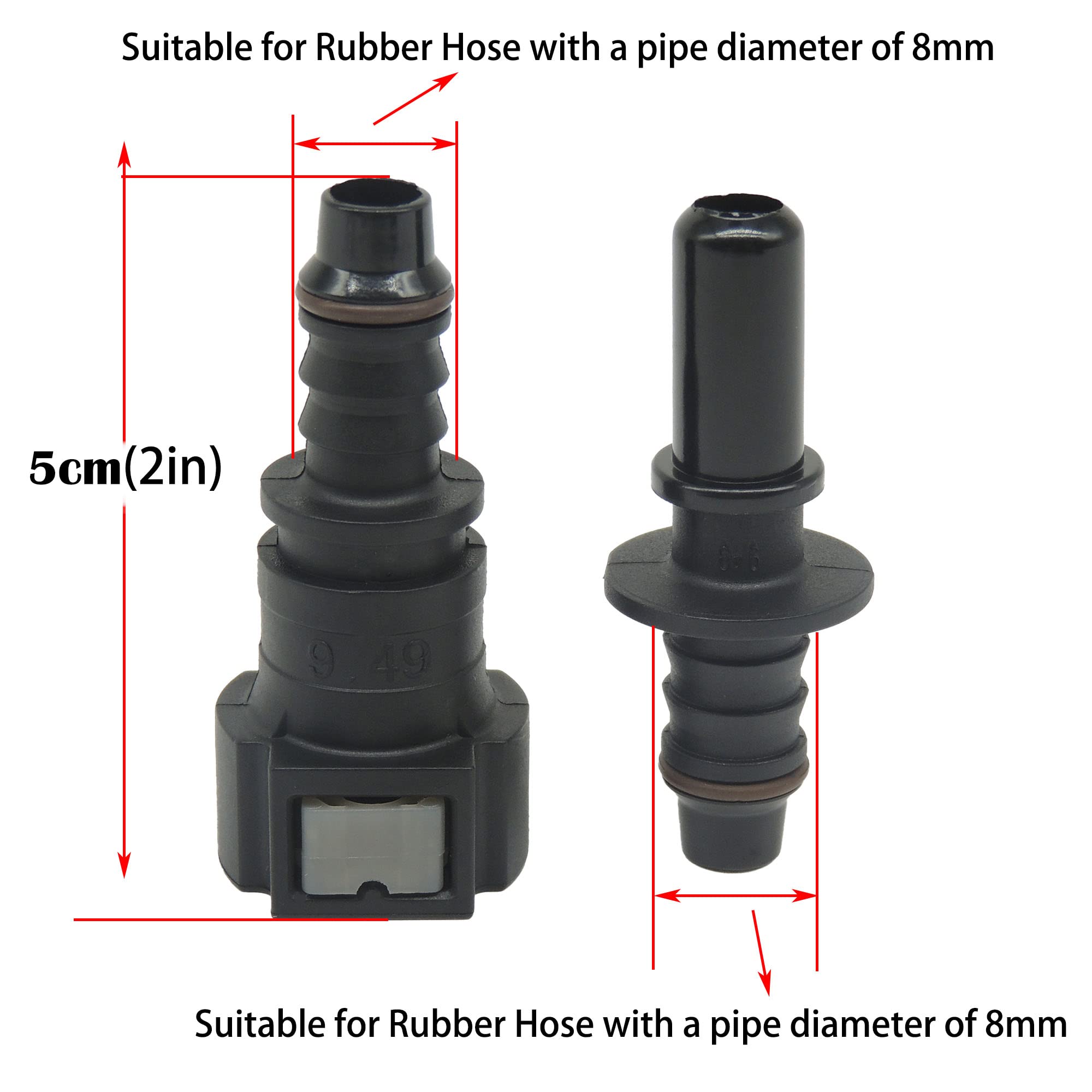 A ABSOPRO Connecteur de déconnexion rapide du tuyau de carburant pour voiture à 90 degrés 5/16 7.89mm SAE vers tuyau de 5/16 8mm, déconnexion rapide, plastique rouge (ensemble de 2 A ABSOPRO Connecteur de déconnexion rapide du tuyau de carburant pour voiture à 90 degrés 5/16 7.89mm SAE vers tuyau de 5/16 8mm, déconnexion rapide, plastique rouge (ensemble de 2