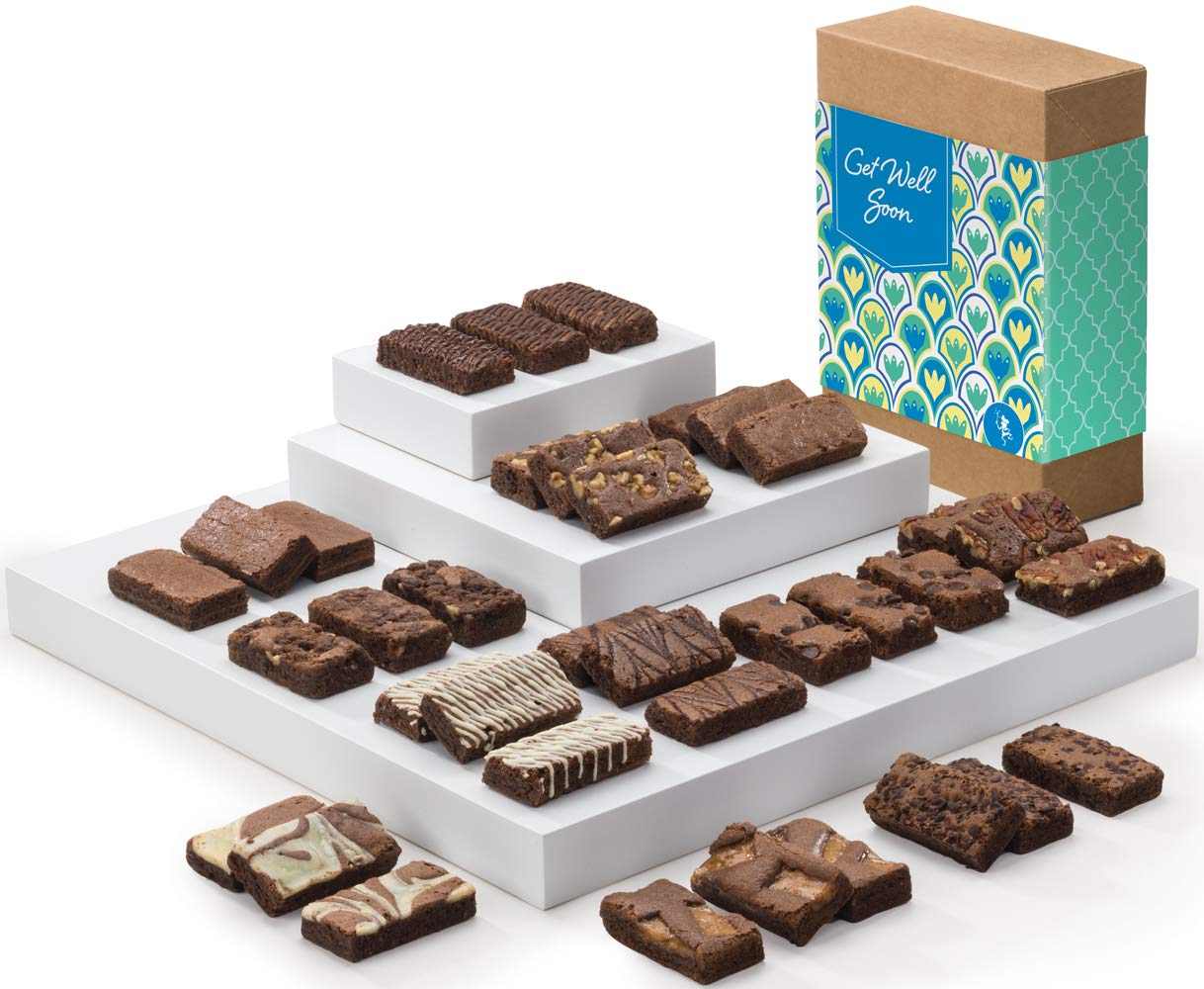 Fairytale Brownies Get Well Sprite 36 Individually Wrapped Gourmet Chocolate Food Gift Basket - 3 Inch x 1.5 Inch Snack-Size Brownies - 36 Pieces - Item CJ236