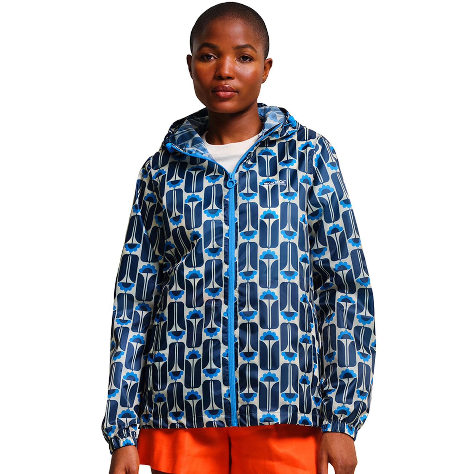 Regatta Women's Navy Tall Flowers Orla Kiely Waterproof Pack-It Jacket - 12
