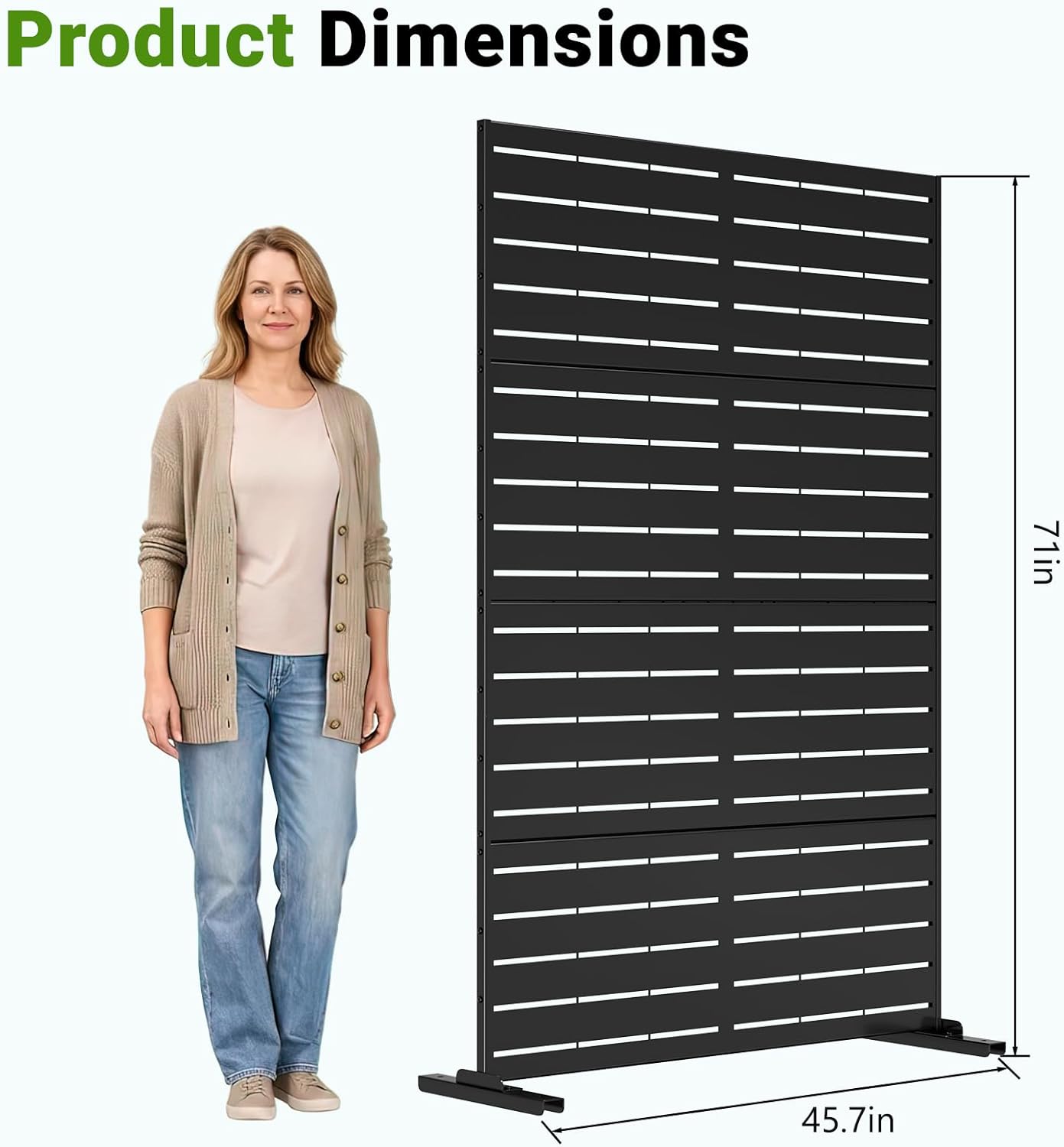 DoCred Metal Privacy Screen, 71" H X 45.7" W Freestanding Rustproof Steel Privacy Panels, Metal Outdoor Privacy Screens Decorative Fence with Stand for Deck, Patio, Backyard & Balcony