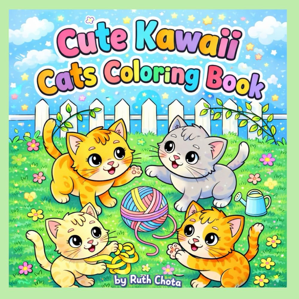 Cute Kawaii Cats Coloring Bo
