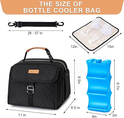 Miniatura 5 de Bolsa enfriadora de leche materna con bolsa de hielo para 6 botellas de leche de hasta 9 onzas, bolsa enfriadora para lactantes para madres