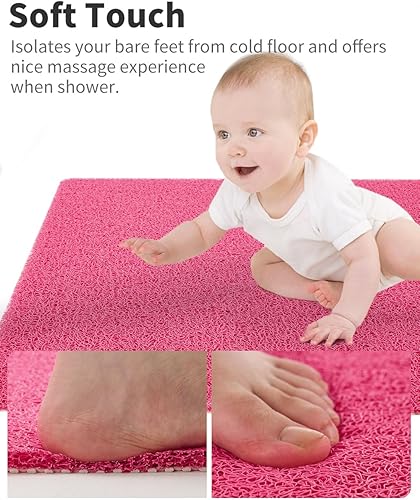 Miniatura 2 de Tapete de ducha antideslizante, cómodo tapete de baño para superficie texturizada, secado rápido, fácil limpieza, tapete de ducha para áreas