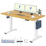 FLEXISPOT Höhenverstellbarer Schreibtisch 160×80cm, mit Haken und 25mm EINTEILIGER Tischplatte, ergonomischer Schreibtisch mit LED-Höhenanzeige und Memory-Funktion (Ahorn, Weiß) Ahorn+weiß Gestell 160 x 80 cm