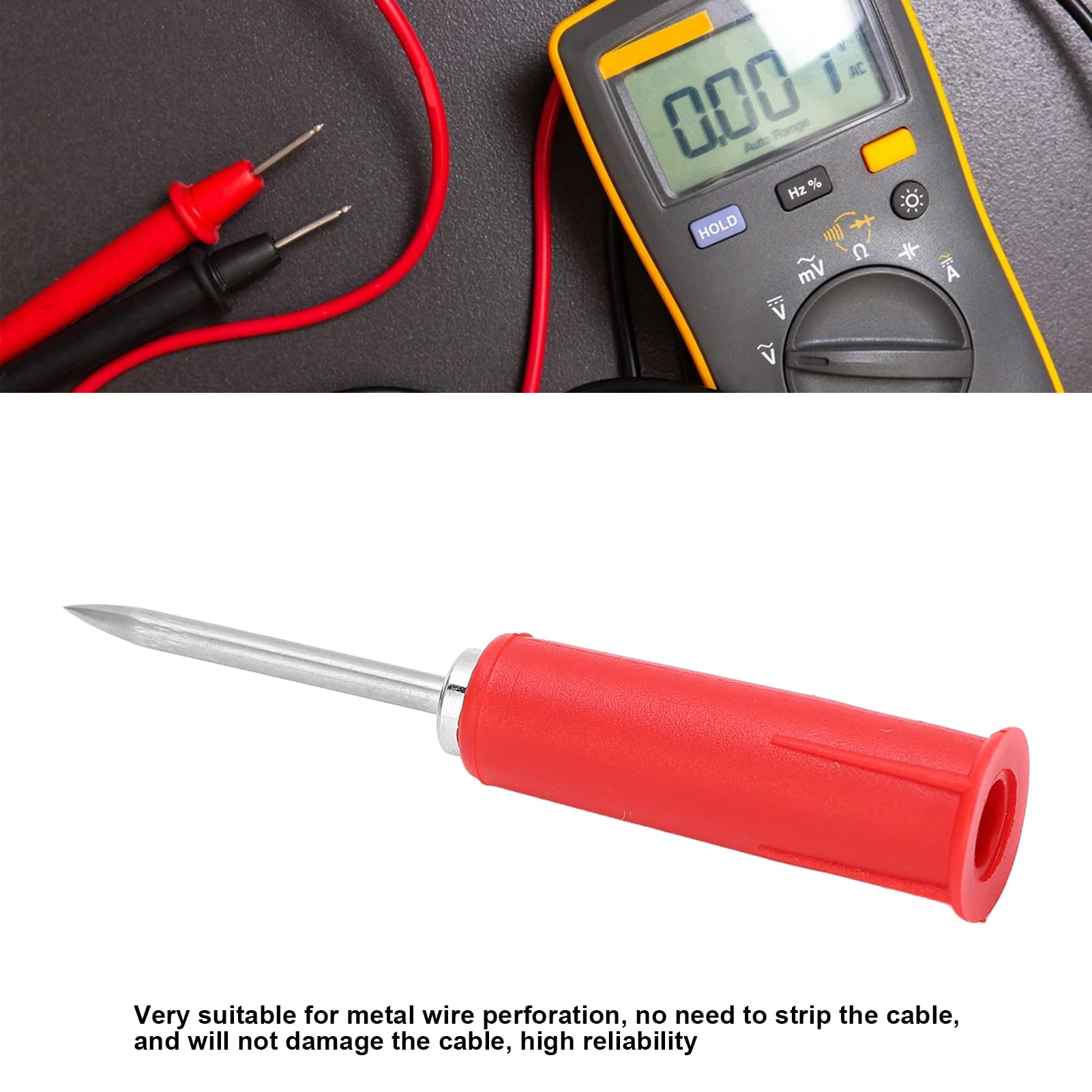 Wakects Sonda de Perforación de Alambre, Pines de Sonda Trasera de Acero Inoxidable de Latón PVC, Conversión de 10 Piezas de 2 Mm A 4 Mm, 30 V A 60 V máx. 10 A para Técnicos de Reparación de (rojo)