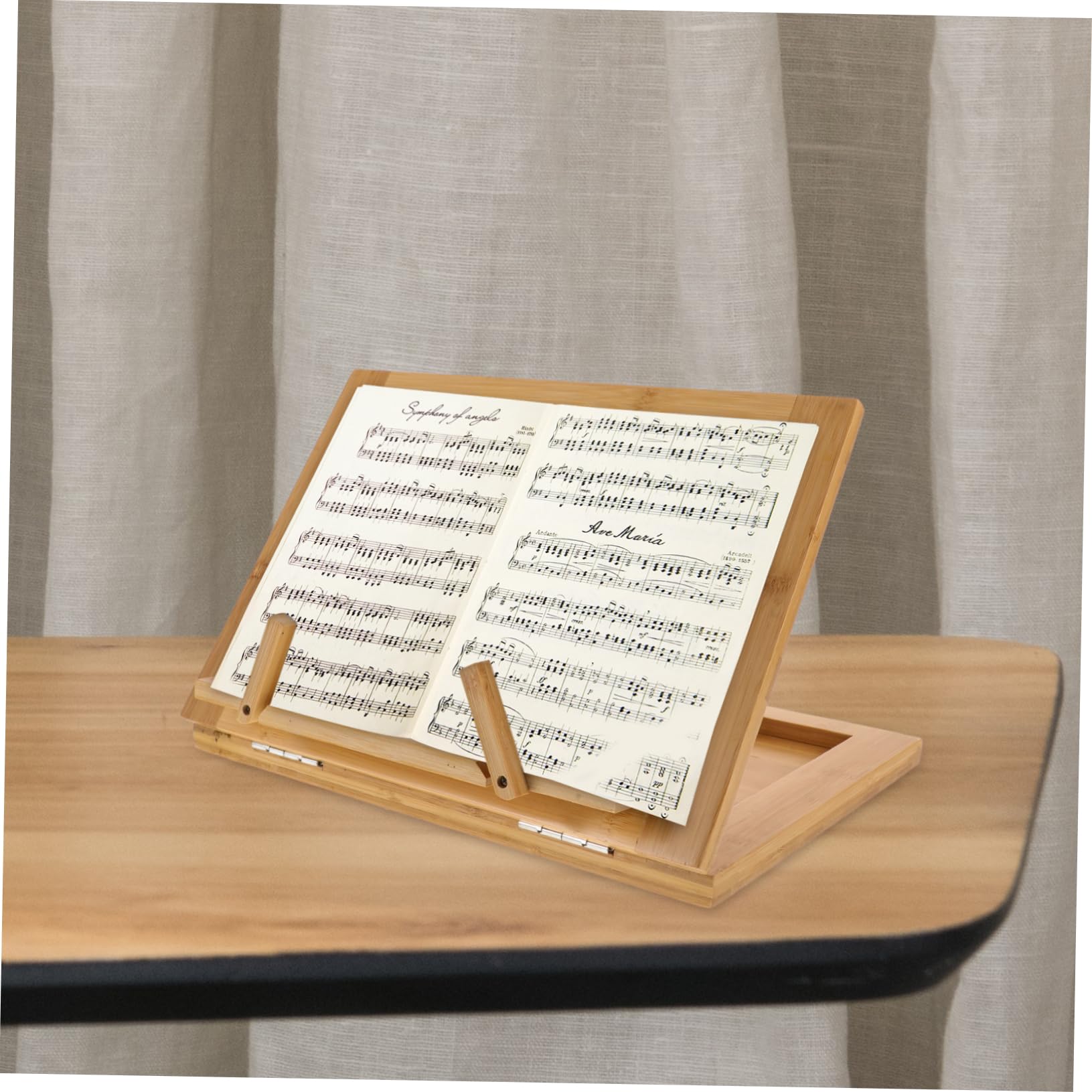 Leggio per Spartiti in Bambù Beige, Supporto Portatile per Libri e Musica, Protezione per Spartiti e Soluzione Organizzativa per Lettura e Setup Musicale