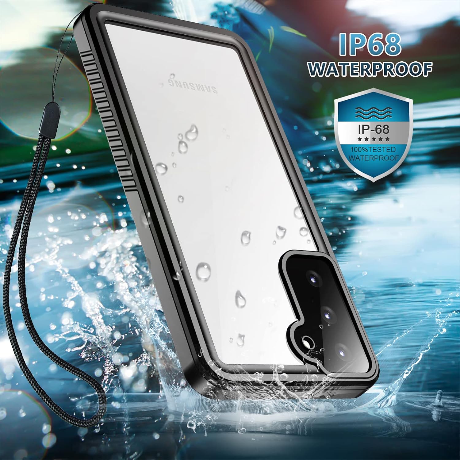 Eonfine Samsung Galaxy S21 Case Waterproof, Dustproof Shockproof Case with Built-in Screen Protector, Full Body Underwater Protective Cover for Samsung S21 5G 6.2 Inch (Purple/Clear)