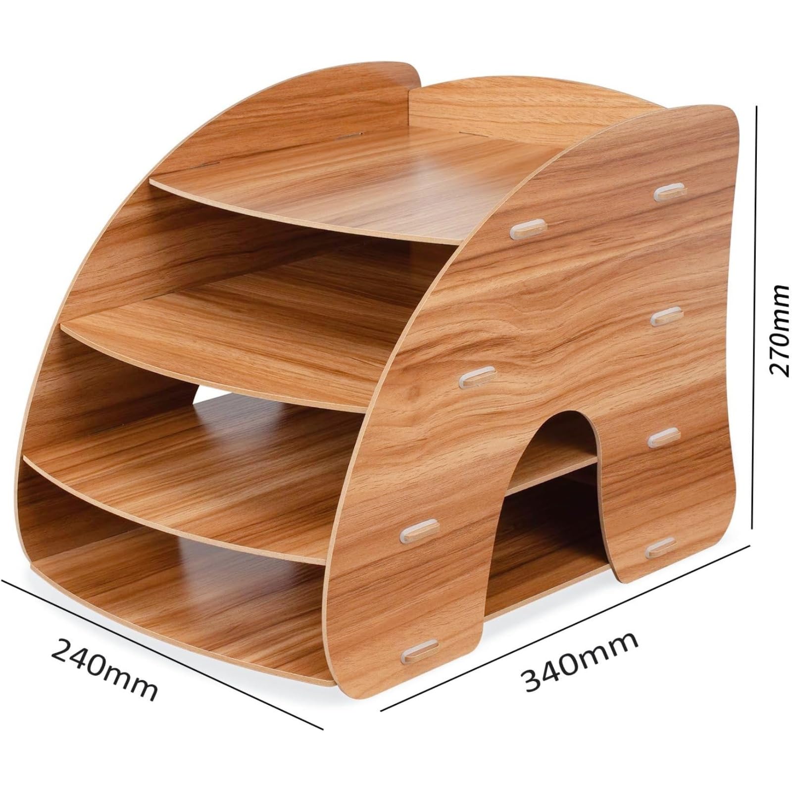 Tonsmile Organizer da Scrivania 4 Livelli, Portadocumenti in Legno MDF per A4, Organizzatore Documenti per Ufficio