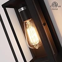 Vista 5 de mirrea Aplique de pared clásico para exteriores de 14 pulgadas, 1 luz en negro mate, marco de metal rectangular y pantalla de vidrio transparente