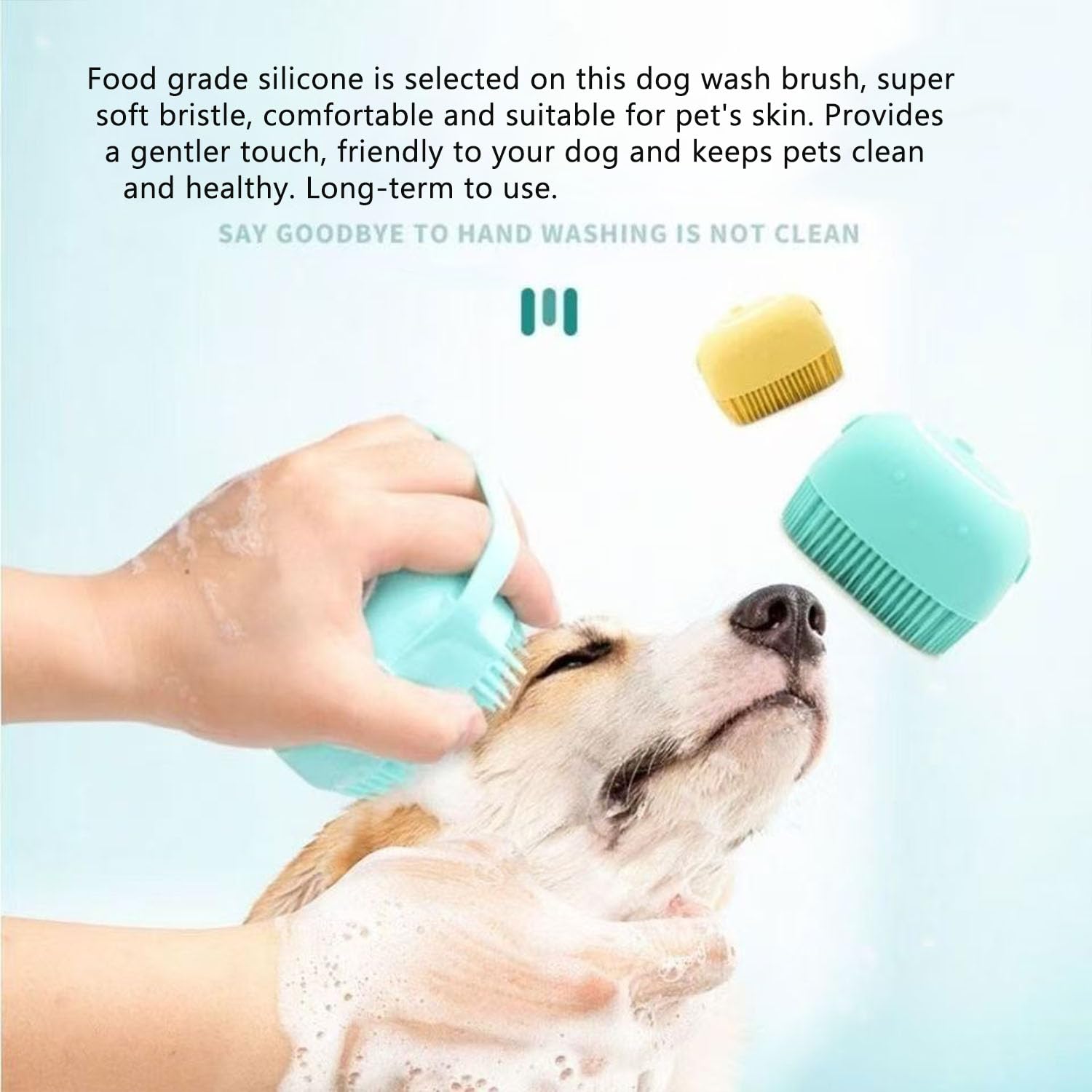 Pets Bath Brush | Scrubber for Bath | Dog Shampoo Brush | Dog Washing/Shower Brush, Suitable for Short/Long Haired Dogs, Dog Brush for Shedding, Bathing, Massaging & Grooming (blue) (blue) - image 6