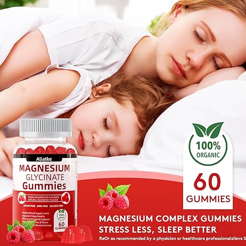 Miniatura 2 de Gomitas de glicinato de magnesio de 600 mg  Suplemento de potasio de magnesio sin azúcar con vitamina D, B6, CoQ10 para la función cognitiva, apoyo
