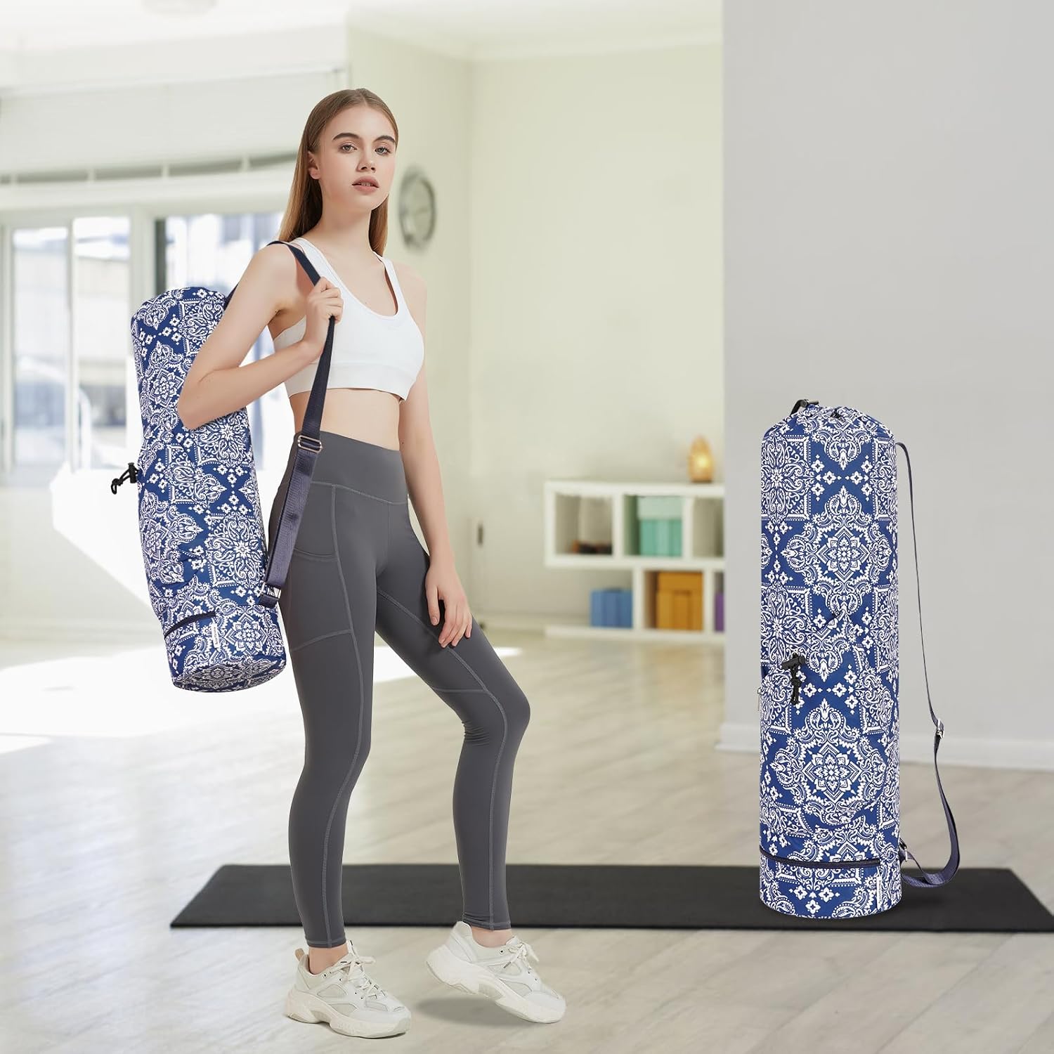 sportsnew Yoga Mat Bag with Water Bottle Pocket and Bottom Wet Pocket, Exercise Yoga Mat Carrier Multi-Functional Storage Bag, Patent pending - Image 6